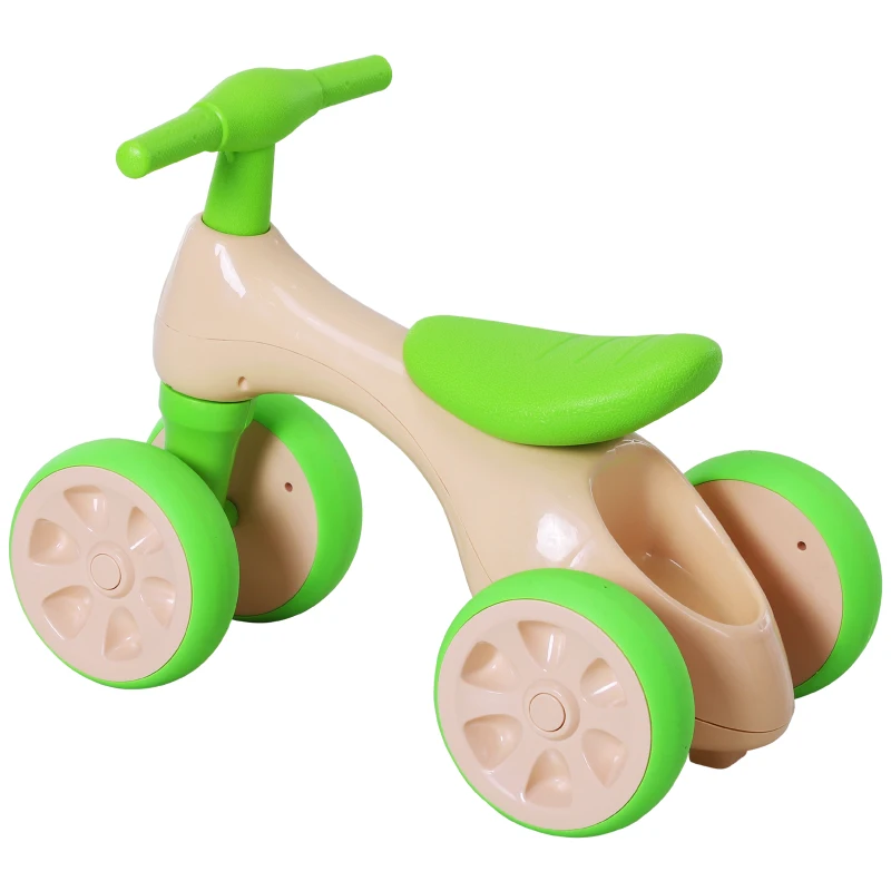 Homcom® Rower Biegowy Równowaga Bike 18-36 Miesięcy Dźwięk „bb” Cichy & Bezpieczny PP Zielony 57 X 33,5 X 42,5 cm