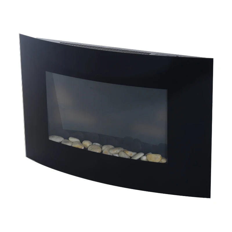 HOMCOM KOMINEK ELEKTRYCZNY SZKLANY LED 1000/2000 W czarny