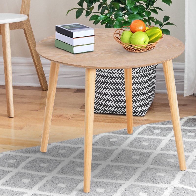 HOMCOM® ŁAWA STOLIK DO SALONU OKRĄGŁY DREWNO SOSNOWE naturalny Φ58,5 x 41,5 cm