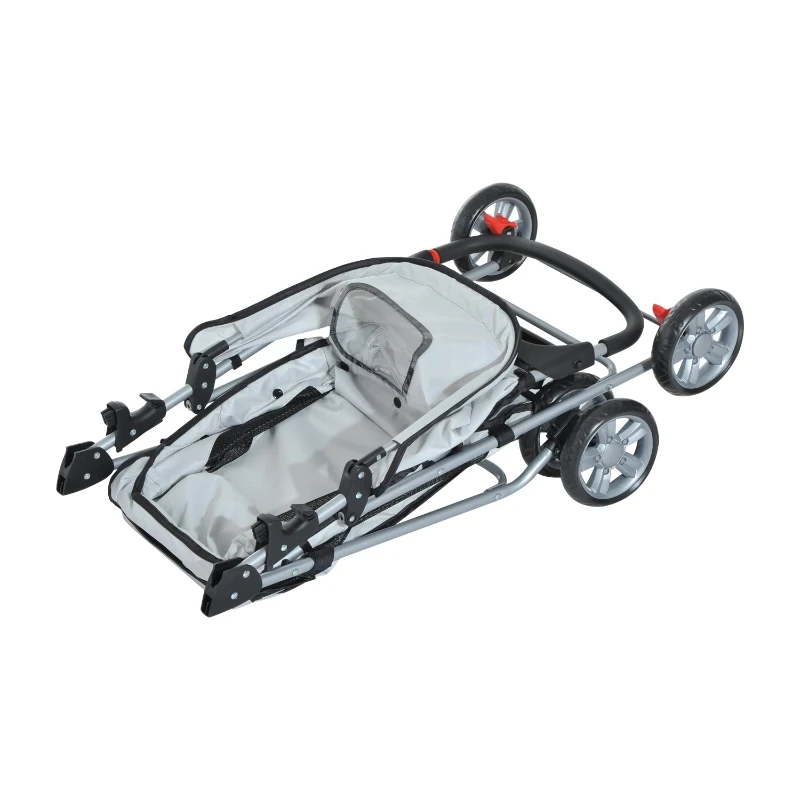 PawHut WÓZEK SPACEROWY DLA PSA szary