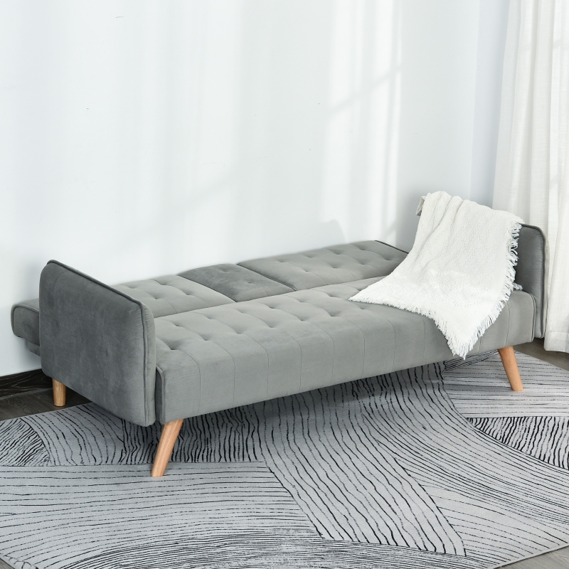 Rozkładana sofa sofa 3-osobowa sofa z tkaniny zestaw szary HOMCOM®