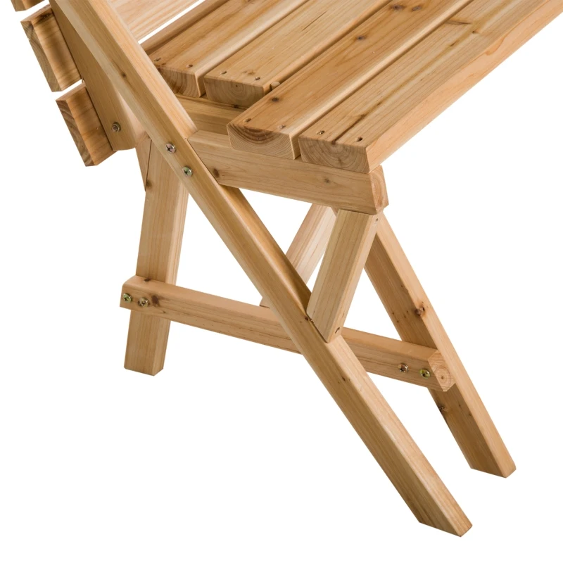 Outsunny® ZESTAW PIWNY 2 w 1 SKŁADANE MEBLE OGRODOWE  1 STÓŁ 2 ŁAWKI drewno jodłowe naturalny 138 x 130 x 73 cm