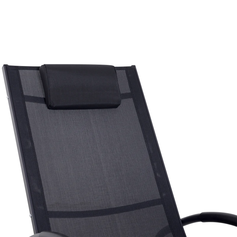 Outsunny® FOTEL BUJANY LEŻAK OGRODOWY Z ZAGŁÓWKIEM aluminium czarny do 120 kg 113 x 63 x 84 cm