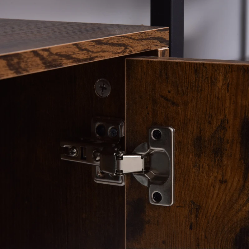 HOMCOM Regał na książki Regał biurowy Regał na dokumenty Regał kuchenny 3 półki 1 szafka industrialny design płyta wiórowa E1 metalowa rama brązowy 76 x 33 x 162,5 cm