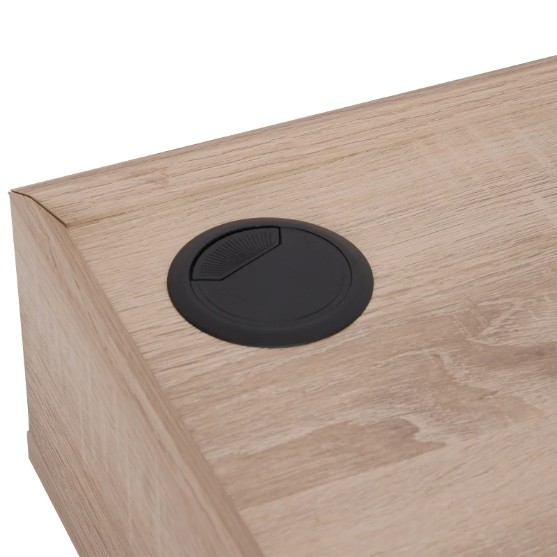 HOMCOM® BIURKO KOMPUTEROWE PC LAPTOP OTWORY NA KABLE drewno + metal naturalny + biały 100 x 60 x 77 cm