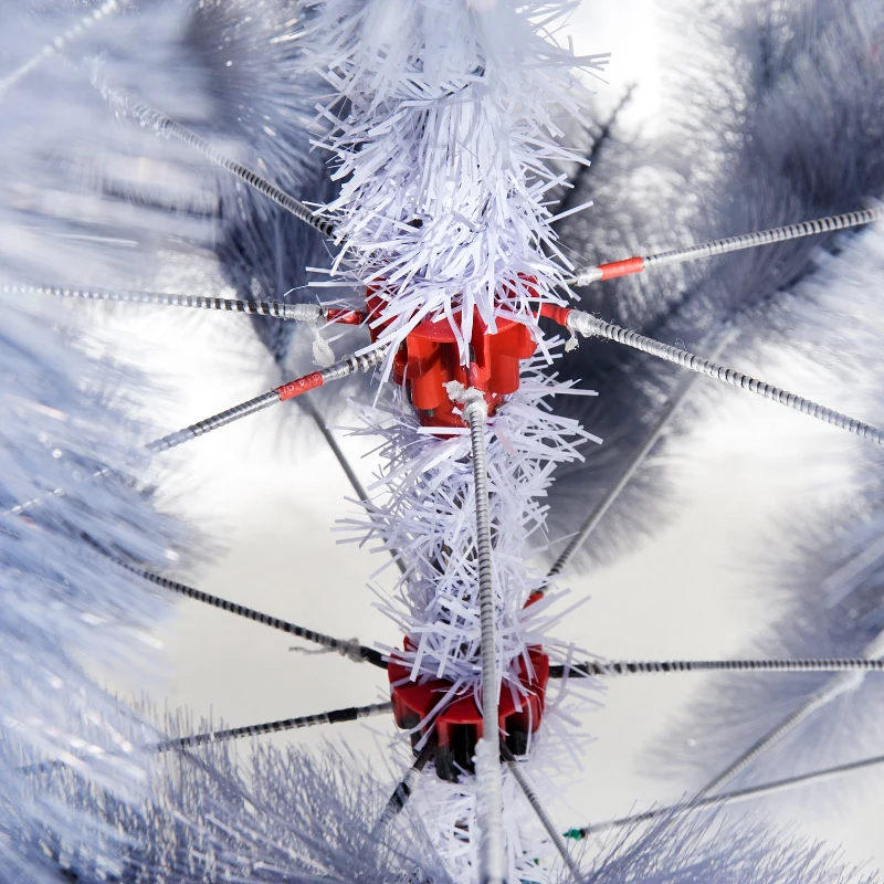 HOMCOM® CHOINKA 2,1 M SZTUCZNA JODŁA 222 GAŁĘZIE Z JAGODAMI METALOWY STOJAK PET szary 95 x 210 CM (∅xW)