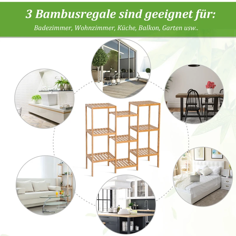 HOMCOM® REGAŁ ŁAZIENKOWY STOJĄCY bambusowy 9 PÓŁEK DIY