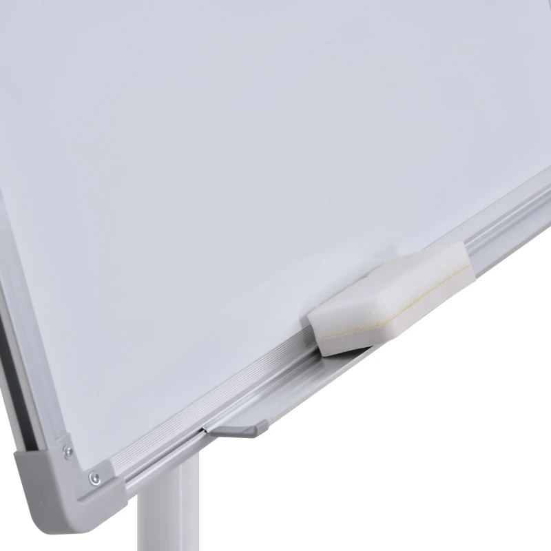 Magnetyczna tablica suchościeralna na kółkach, z regulacją wysokości, do wycierania na sucho, półka na pisaki