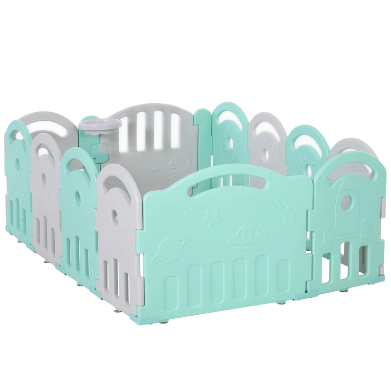 Kojec dziecięcy barierka 12 elementów siatka ochronna HDPE zielona