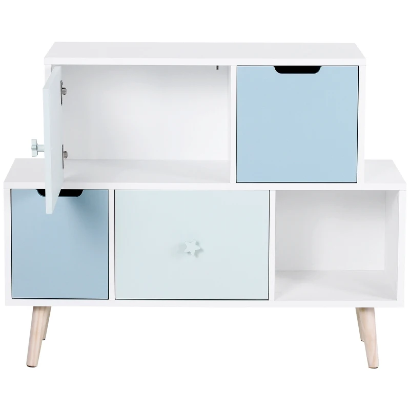 HOMCOM® Szafka Do Pokoju Dziecięcego 3 Szuflady Komoda Do Przechowywania Płyta MDF Niebieska