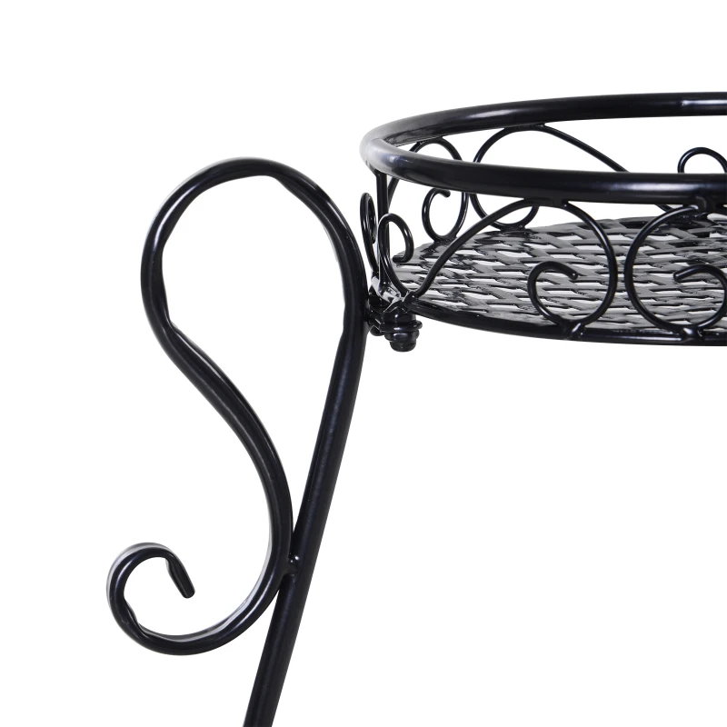 Outsunny® Kwietnik Stojak Ogrodowy na Rośliny Kwiaty Schodki 2 Półki Metal Czarny