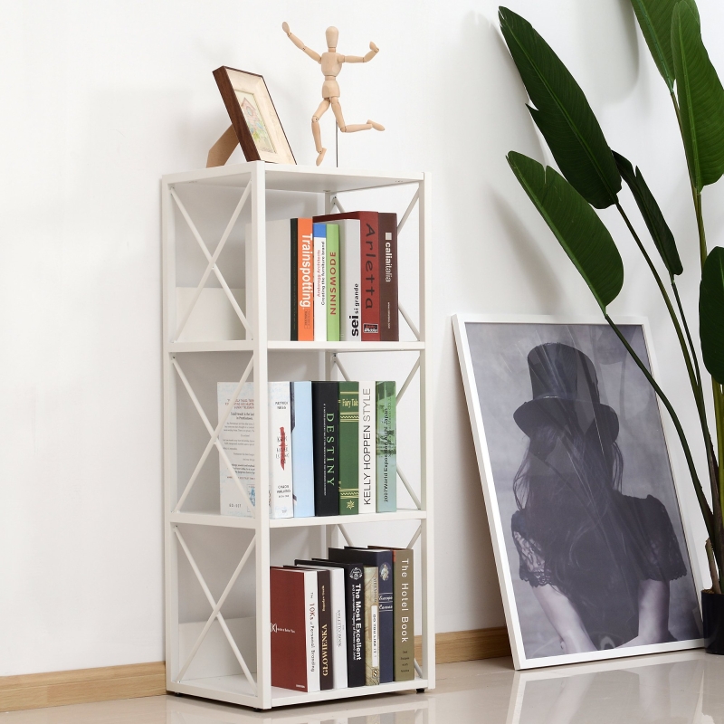 HOMCOM® REGAŁ NA KSIĄŻKI STOJĄCY 4 PÓŁKI metalowy biały