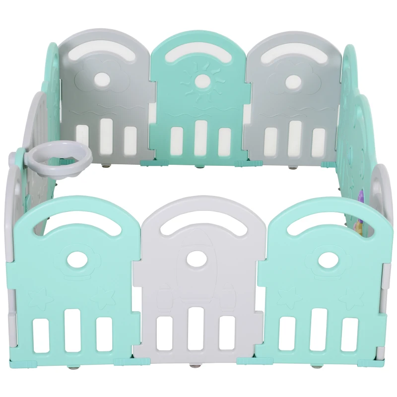 Kojec dziecięcy barierka 12 elementów siatka ochronna HDPE zielona