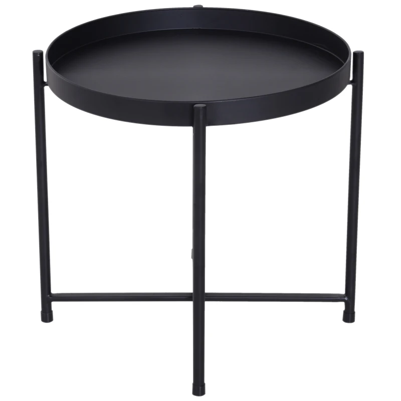 HOMCOM® ŁAWA STOLIK KAWOWY taca metal czarny 55 x 50 cm (ØxW)