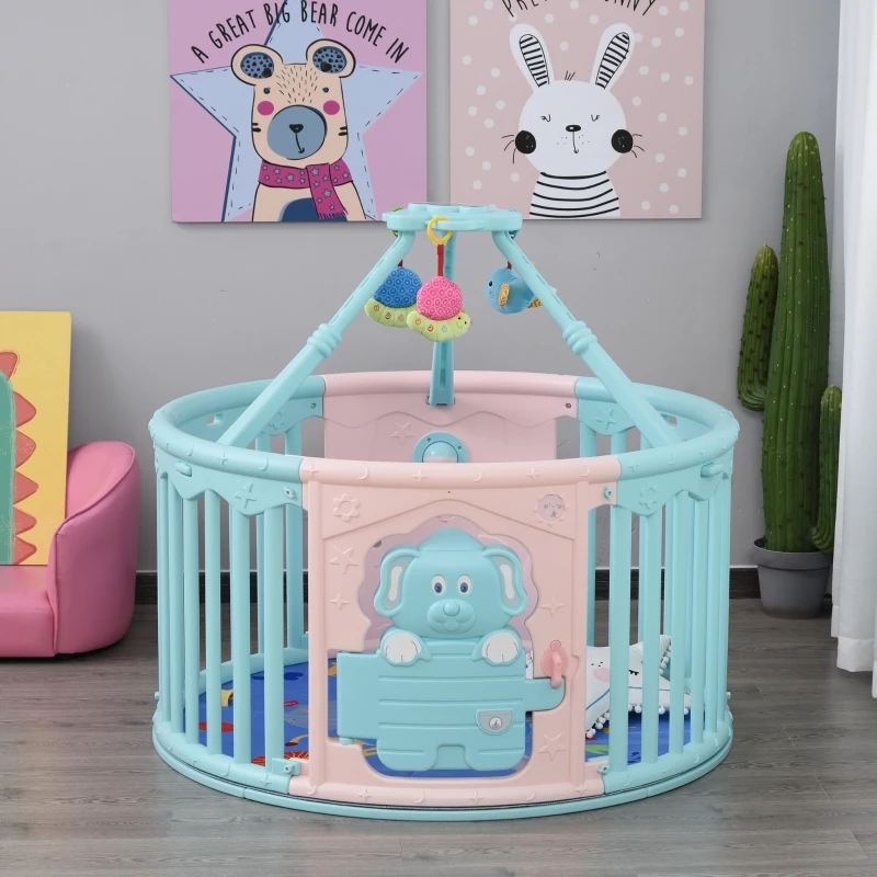 Kojec dziecięcy okrągła barierka ochronna z drzwiczkami i zabawkami dla dzieci w wieku 6-36 miesięcy PE PP