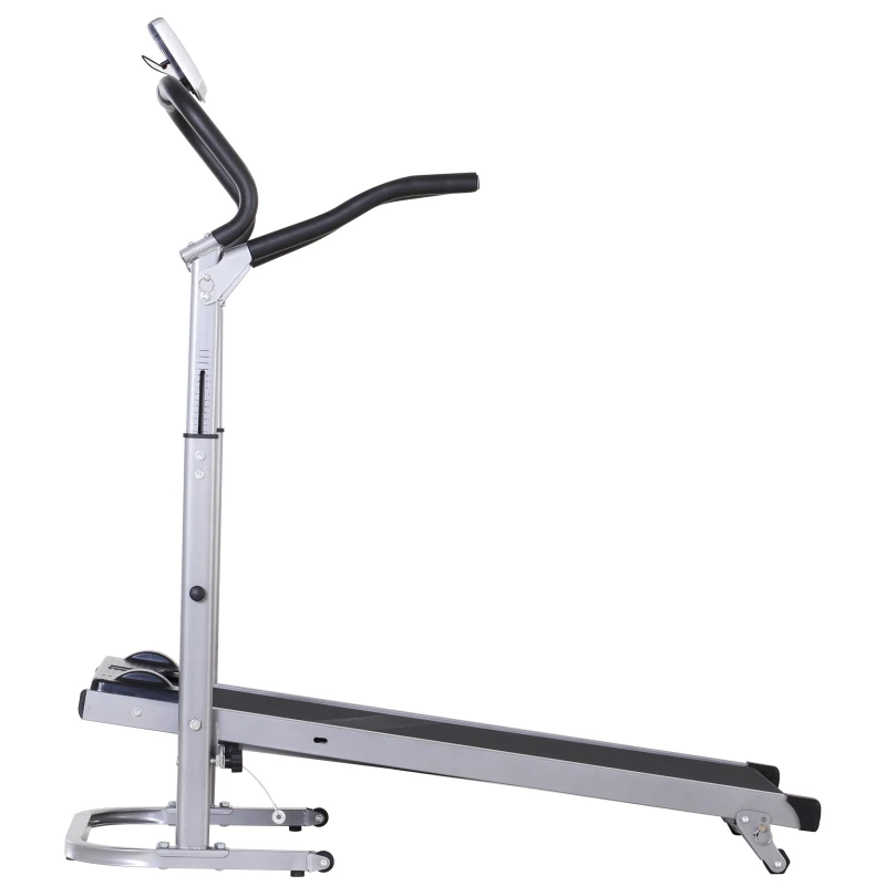 HOMCOM® BIEŻNIA NIEELEKTRYCZNA WYŚWIETLACZ LCD 3 STOPNIE POCHYLENIA SKŁADANA stal 123 X 58,5 X 115-140 cm