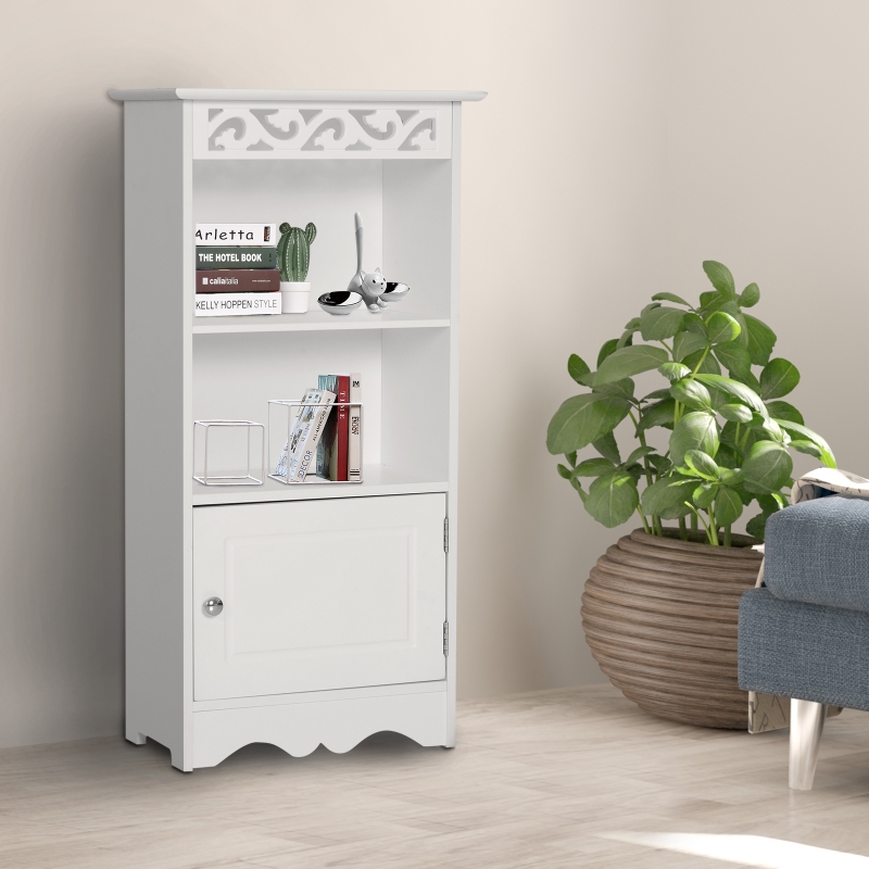 Homcom® Szafka Łazienkowa Kuchenna Do Przechowywania Mdf Biała 40 X 23 X 80 Cm