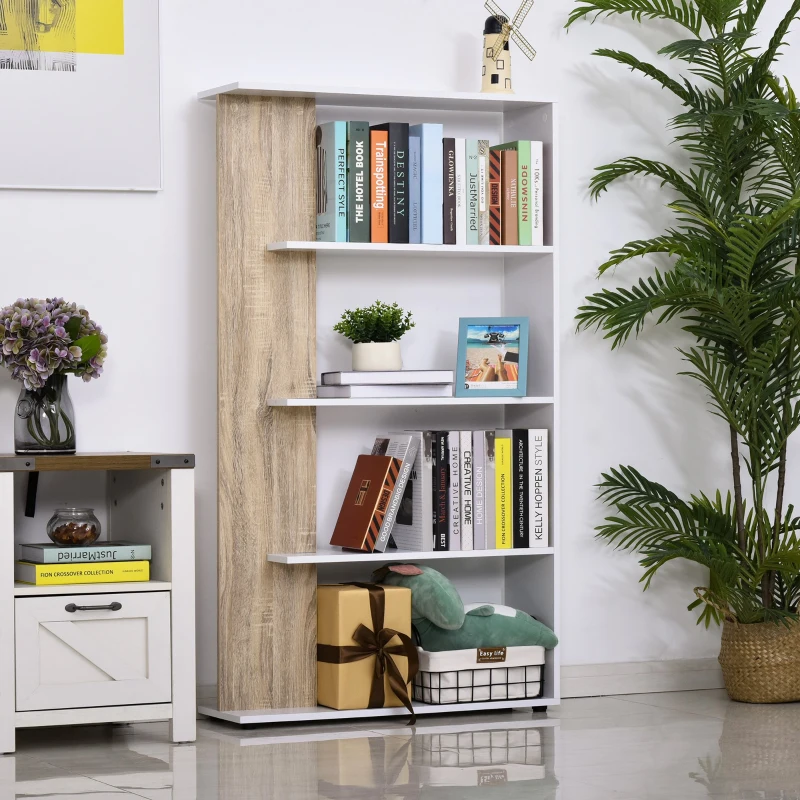 Biblioteczka 4-poziomowy regał biurowy regał kuchenny płyta wiórowa dąb + biały