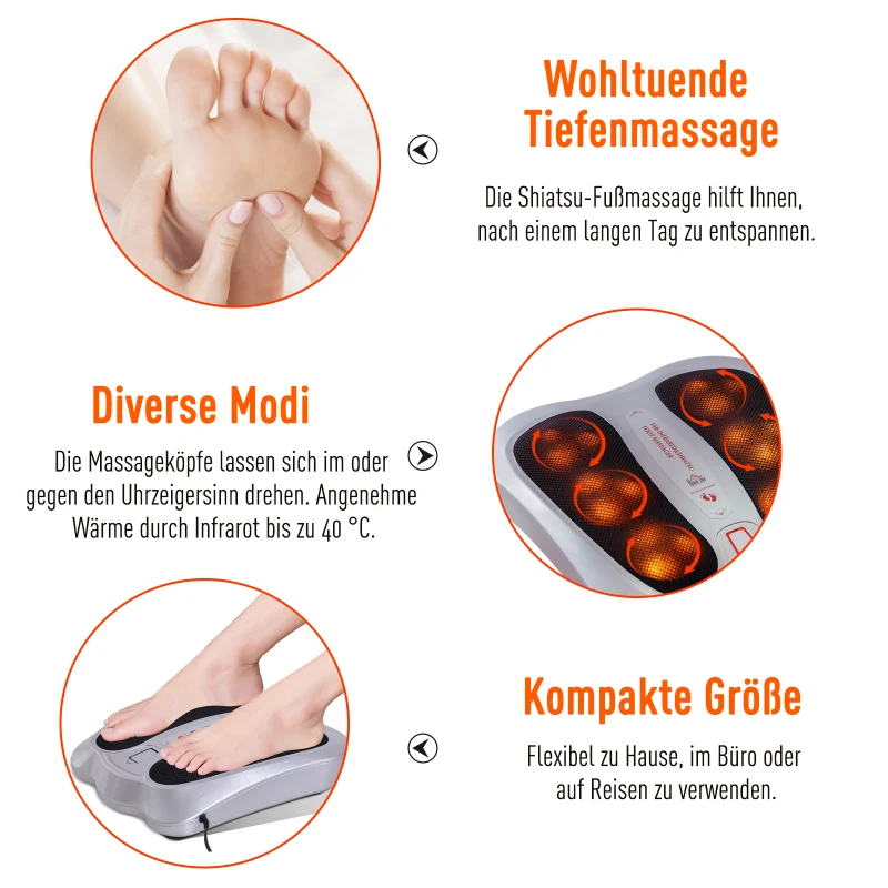 HOMCOM® SHIATSU MASAŻER STÓP ELEKTRYCZNY FUNKCJA GRZANIA