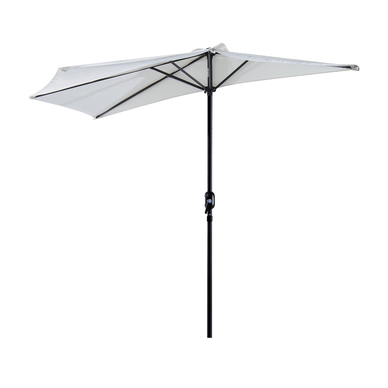 Outsunny PARASOL OGRODOWY ALUMINIOWY Z KORBKĄ PÓŁKOLISTY kremowy