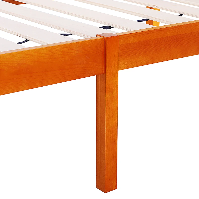 HOMCOM® STELAŻ ŁÓŻKA RAMA ŁÓŻKO POJEDYNCZE DREWNIANE 8 LISTEW PODWYŻSZONE NOGI drewno sosnowe naturalny 198 X 100 X 90 cm