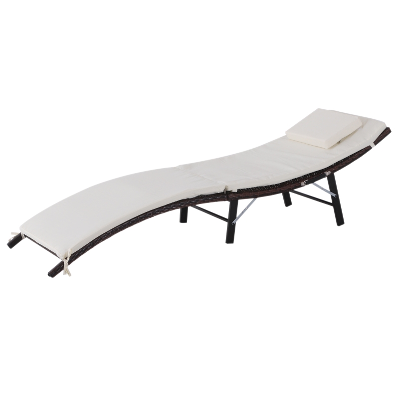 Outsunny® LEŻAK OGRODOWY Z PODUSZKĄ ERGONOMICZNY TRWAŁY POLIRATTAN brązowy 196 x 61 x 53 cm