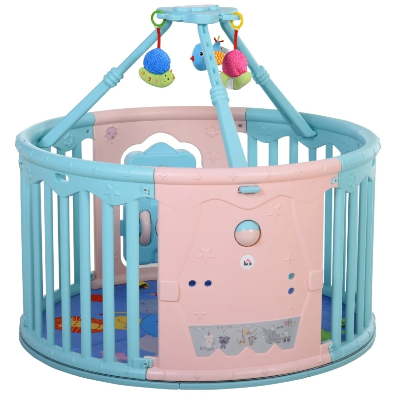 Kojec dziecięcy okrągła barierka ochronna z drzwiczkami i zabawkami dla dzieci w wieku 6-36 miesięcy PE PP