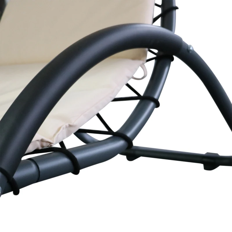 Outsunny® LEŻAK OGRODOWY Z ZAGŁÓWKIEM I DASZKIEM ERGONOMICZNY ODPORNY NA WARUNKI ATMOSFERYCZNE 181 x 127 x 177 cm