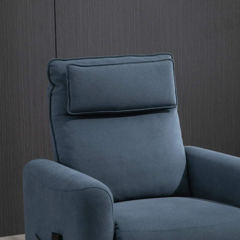 Fotel wypoczynkowy z funkcją wstawania Fotel TV z funkcją odchylania linen touch niebieski HOMCOM®