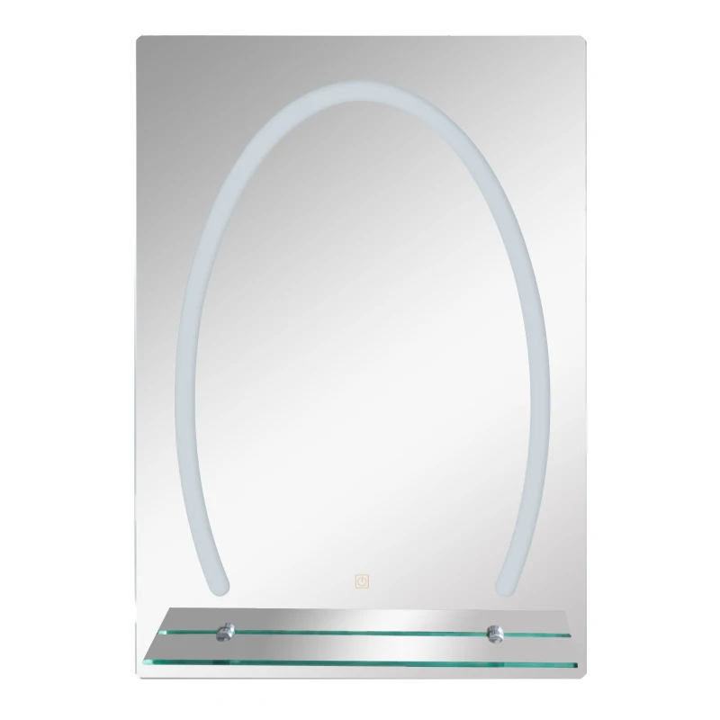 kleankin® LUSTRO ŁAZIENKOWE Z OŚWIETLENIEM LED PÓŁKA SZKLANA