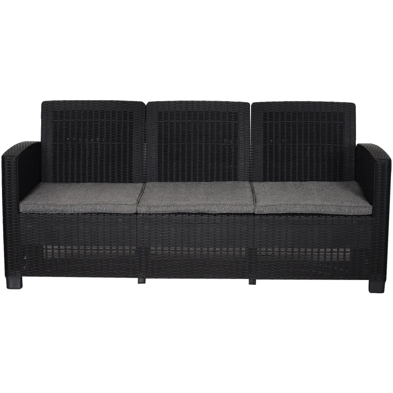 Outsunny® 4-częściowy Zestaw Mebli Ogrodowych Fotele Sofa Poduszki Stolik ze Schowkiem