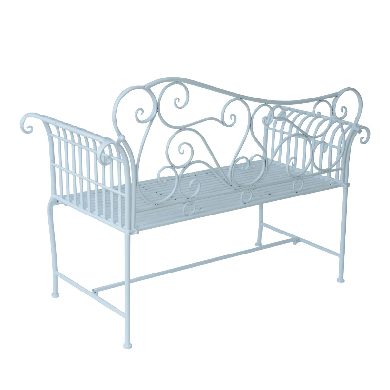 Outsunny ŁAWKA OGRODOWA 2-OSOBOWA METAL biała