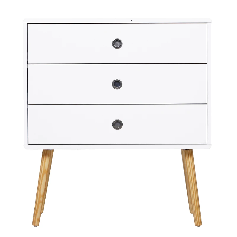 HOMCOM® SZAFKA NOCNA Z 3 SZUFLADAMI STOLIK SZAFKA DO PRZEDPOKOJU drewno biały 73 x 40 x 81,5 cm