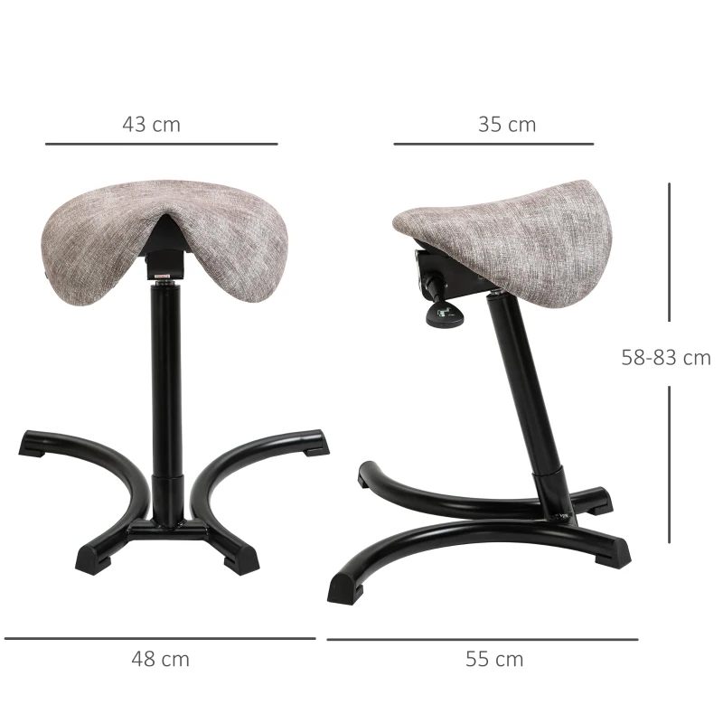 Podpora do stania Stołek do podpierania się Stołek siodłowy z funkcją pochylania z regulacją wysokości khaki