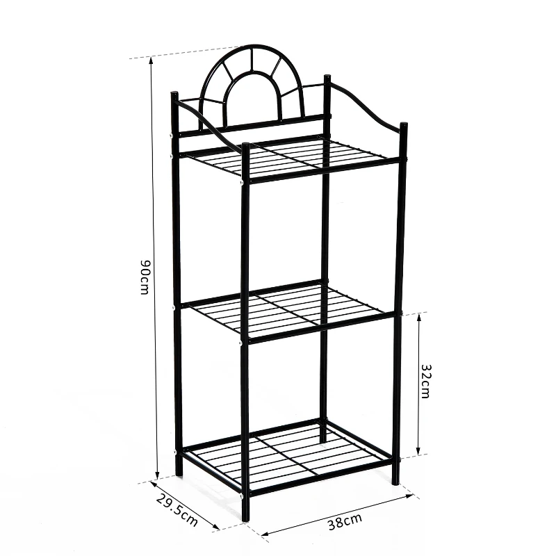 HOMCOM REGAŁ METALOWY STOJĄCY 3 PÓŁKI czarny