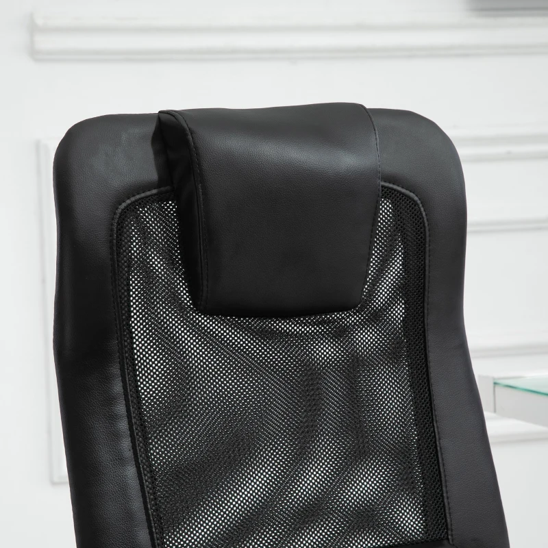 Vinsetto fotel do masażu, fotel biurowy z funkcją masażu, krzesło obrotowe z regulacją wysokości, ergonomiczne krzesło do gier, krzesło biurowe z masażem, poliuretan, metal, czarne, szer. 63 x 63 x 113-123 cm