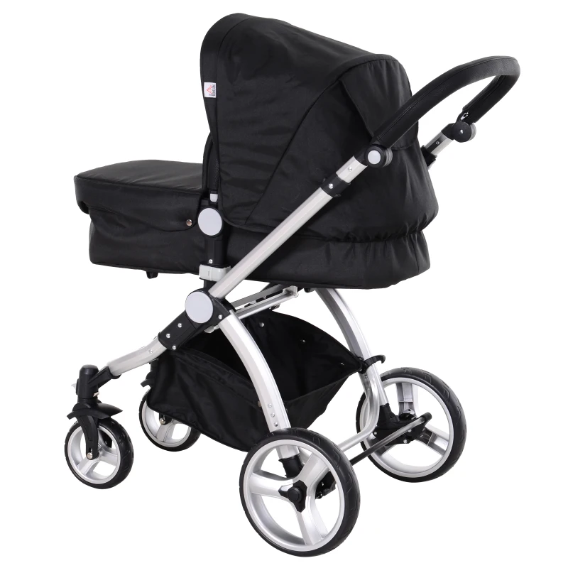 HOMCOM® Wózek Dziecięcy 3 w 1 Buggy Gondola Fotelik Samochodowy Ciemnoszary