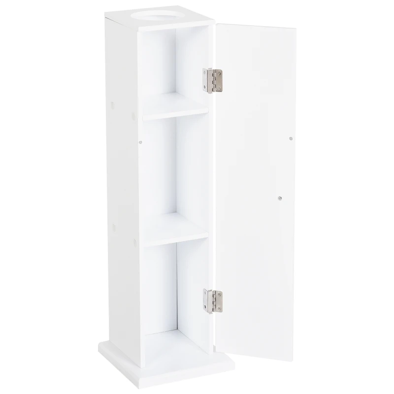 HOMCOM Szafka łazienkowa Szafka z półkami Szafka do łazienki Meble łazienkowe z 3 poziomami, MDF, biała, 19,5 x 19,5 x 65 cm