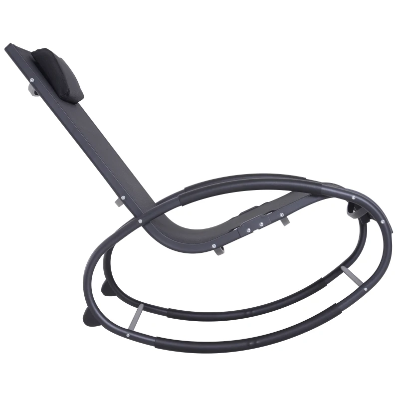 Outsunny® FOTEL BUJANY LEŻAK OGRODOWY Z ZAGŁÓWKIEM aluminium czarny do 120 kg 113 x 63 x 84 cm