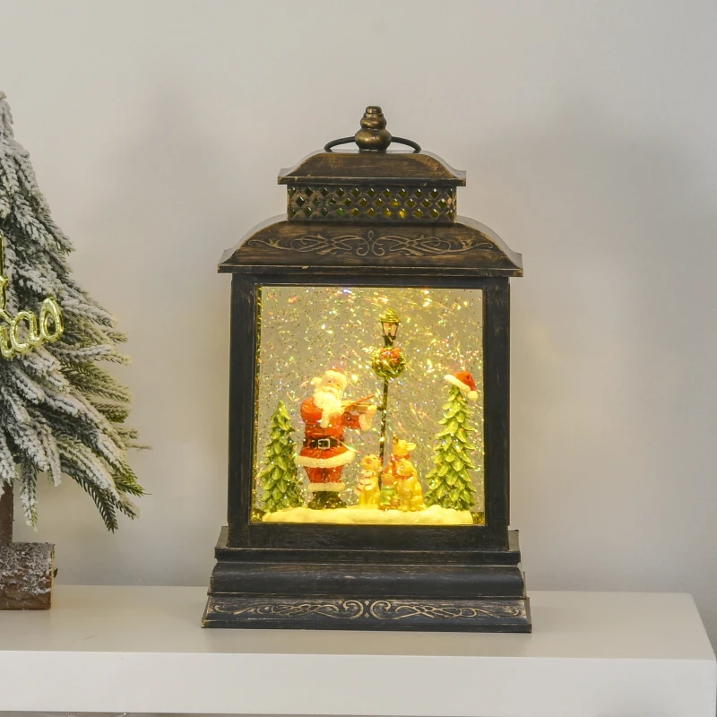 Lampion bożonarodzeniowy śnieżny ze Świętym Mikołajem grającym na skrzypcach muzyka timer 6 h USB / na baterie