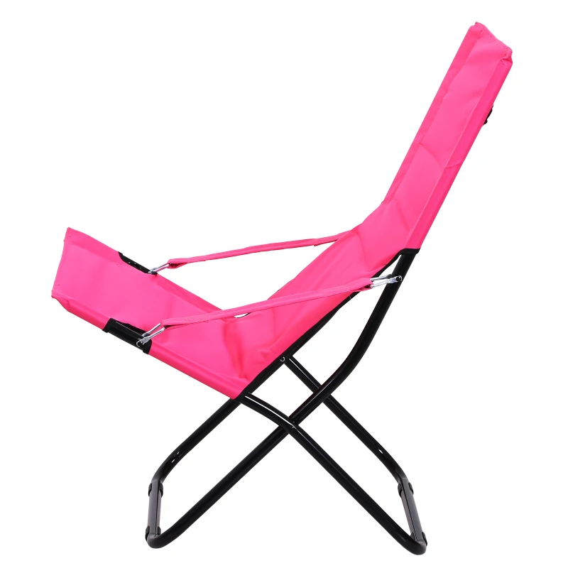 Outsunny® KRZESŁO SKŁADANE KEMPINGOWE OGRODOWE FOTEL Z OBICIEM PLAŻA BALKON różowe 86 x 61 x 94 cm