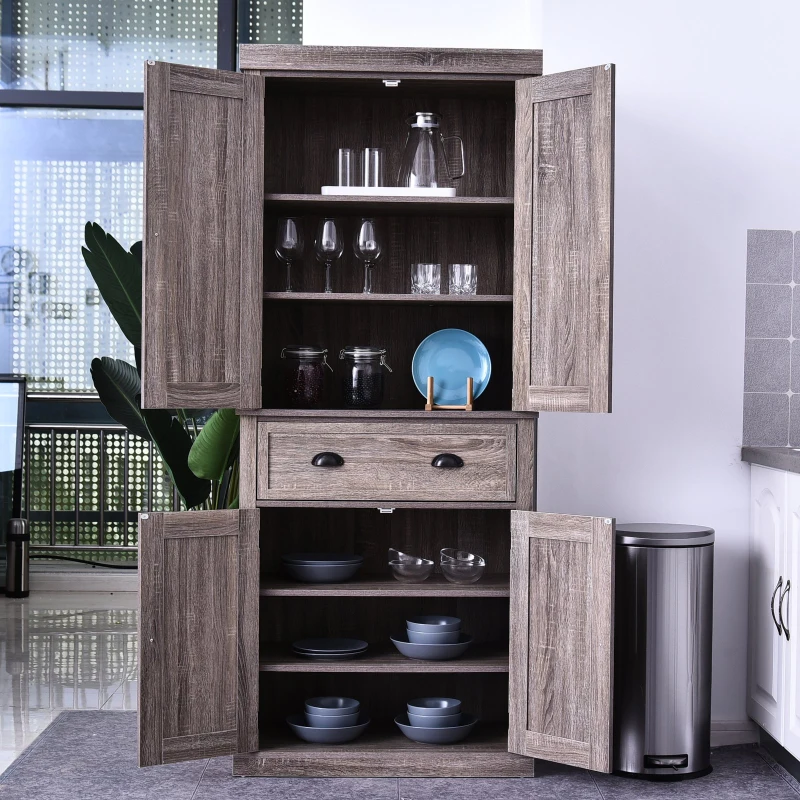 Wysoka szafka łazienkowa szafa kuchenna komoda 4 półki szuflada MDF