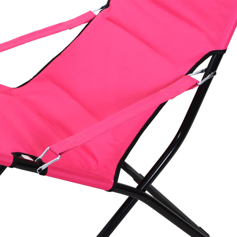 Outsunny® KRZESŁO SKŁADANE KEMPINGOWE OGRODOWE FOTEL Z OBICIEM PLAŻA BALKON różowe 86 x 61 x 94 cm