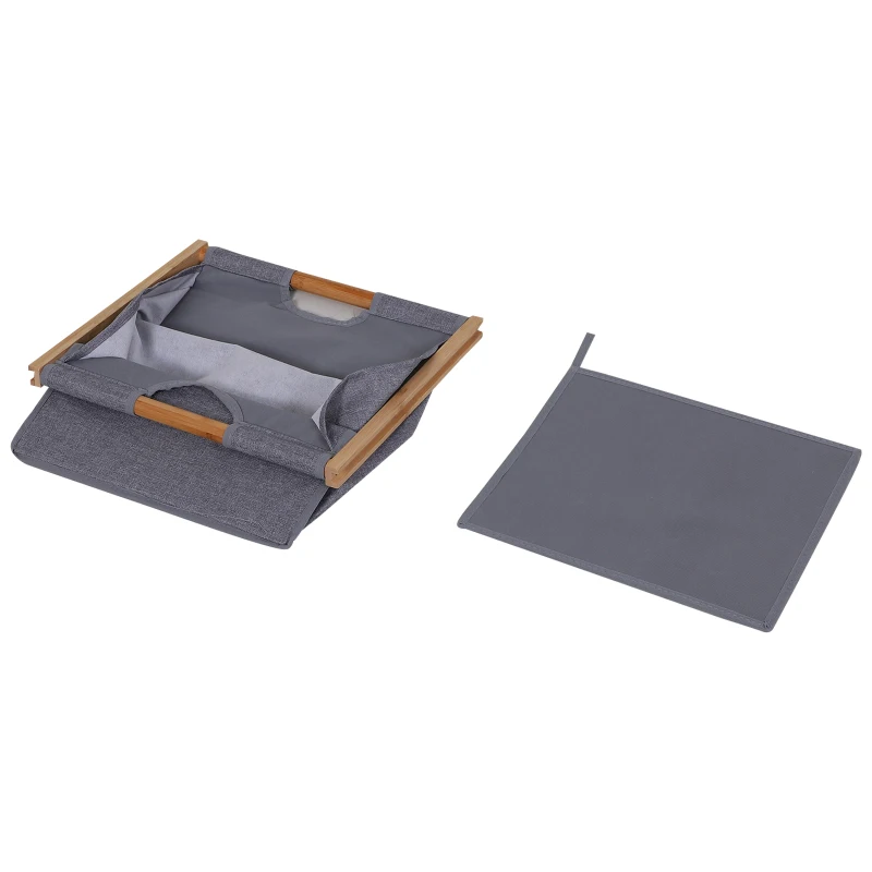 HOMCOM® Regał Łazienkowy Lustro 2 Szuflady Stojący 4 Haki Bambus Naturalny