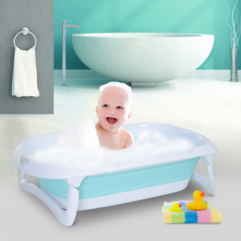 HOMCOM® WANIENKA DLA NIEMOWLĄT ERGONOMICZNA ANTYPOŚLIZGOWA SKŁADANA tworzywo zielona 80 x 48 x 21 cm