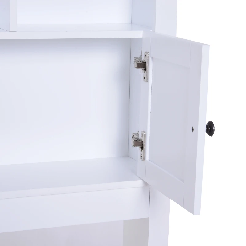 HOMCOM® SZAFKA ŁAZIENKOWA WYSOKA MEBLE ŁAZIENKOWE PÓŁKA WISZĄCA WIELOFUNKCYJNA 6 PÓŁEK drewno biała 60 x 19,6 x 170,5 cm