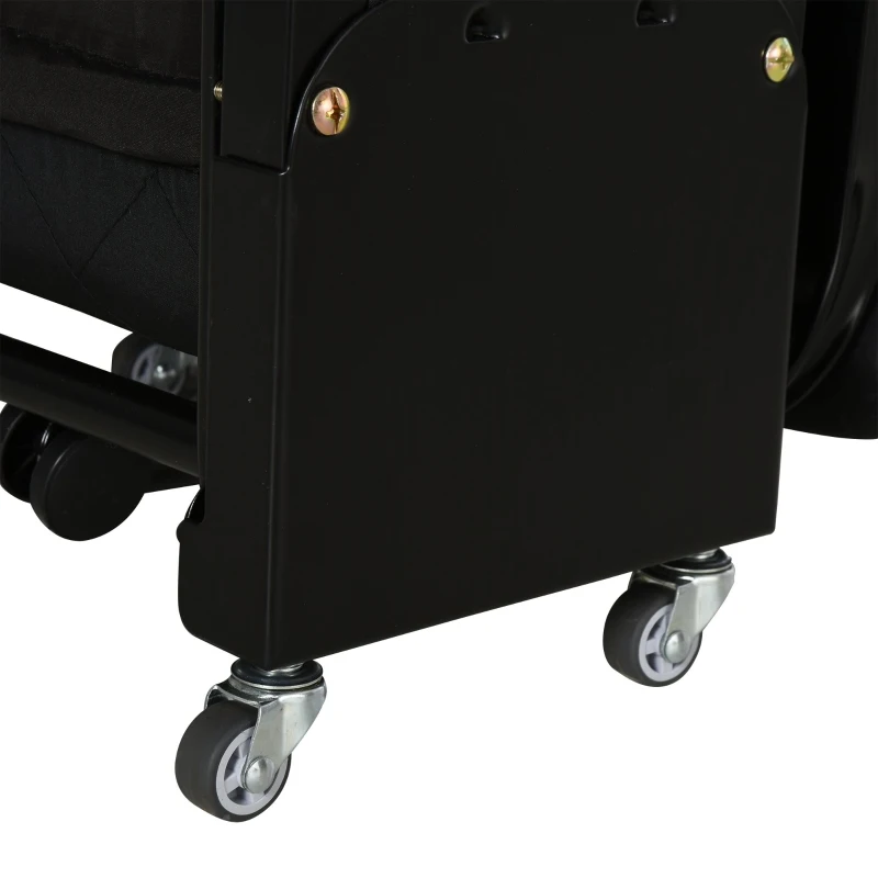 Składane łóżko dla gości Łóżko składane 2 w 1 regulowana wysokość wezgłowia na kółkach czarny