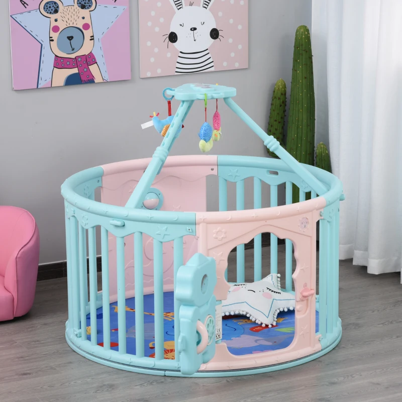 Kojec dziecięcy okrągła barierka ochronna z drzwiczkami i zabawkami dla dzieci w wieku 6-36 miesięcy PE PP