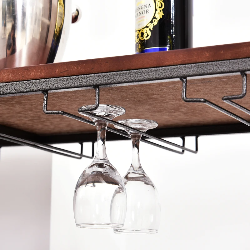 HOMCOM® REGAŁ NA WINO, STOJAK NA BUTELKI, UCHWYTY NA 40 BUTELEK & 24 KIELISZKI czarny METAL 96 X 35 X 91 cm