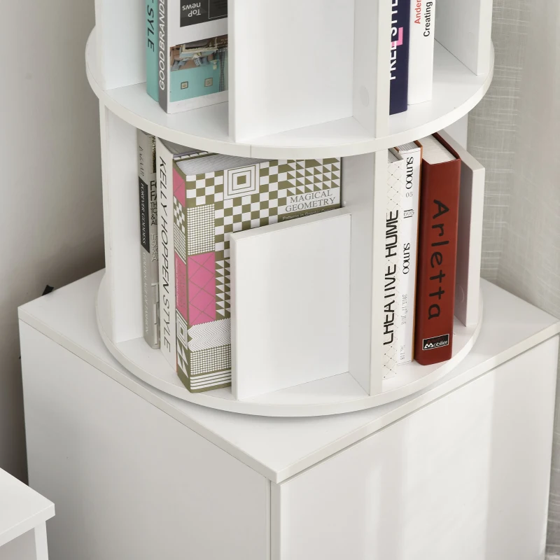 Regał na książki Regał 2 w 1 Regał obrotowy obrót o 360° zdejmowany biały